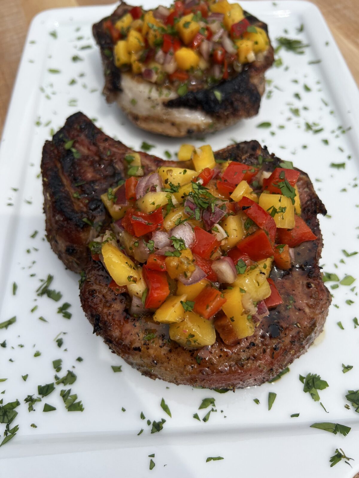 Mojo pork chops Mango Salsa Cover